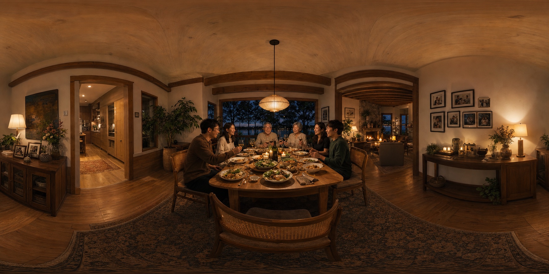 Sample 360° scene of a family gathered for Sunday dinner